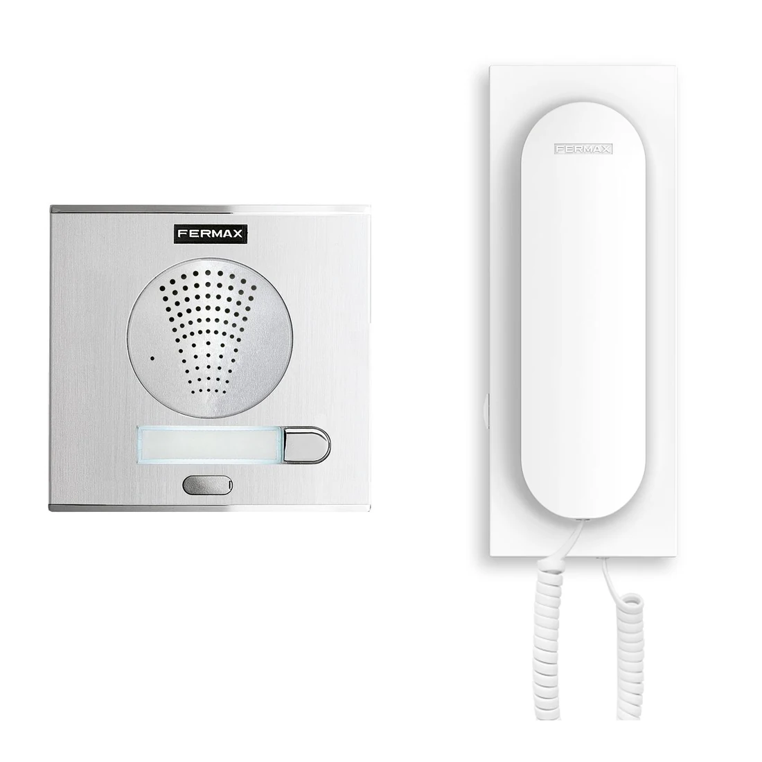 Portero automático Fermax de audio con placa Cityline y telefonillo VEO blanco con auricular, sin pantalla