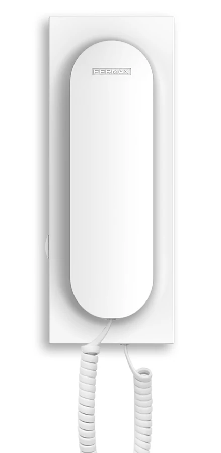Telefonillo Fermax VEO DUOX PLUS blanco con auricular y cable en espiral, sin pantalla